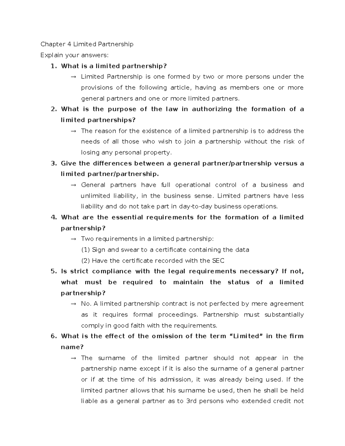 Chapter 4: Understanding Limited Partnerships - Key Concepts and Legal ...