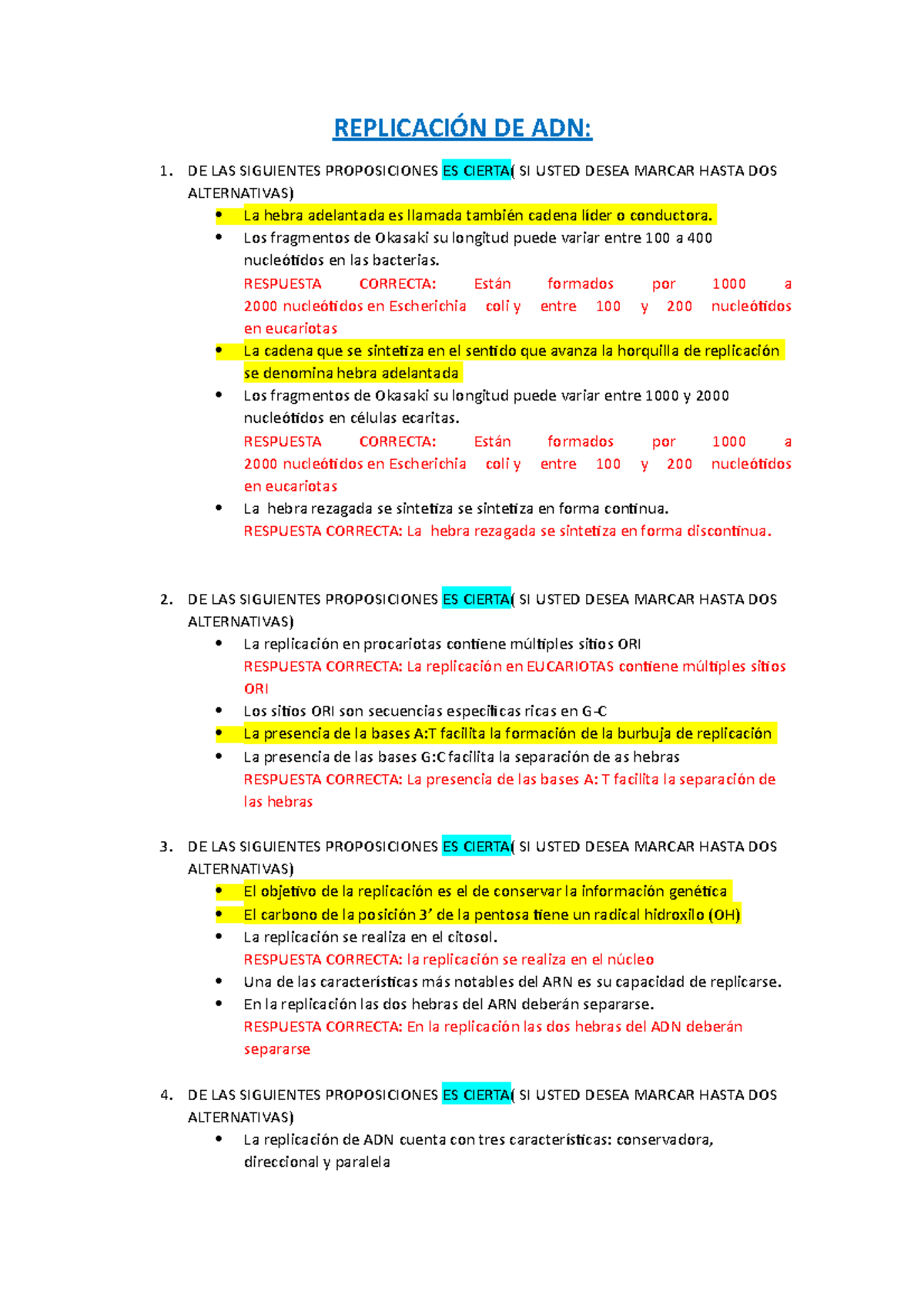 EXAMEN FINAL BIOLOGÍA: Replicación de ADN y Ciclo Celular - Document Preview