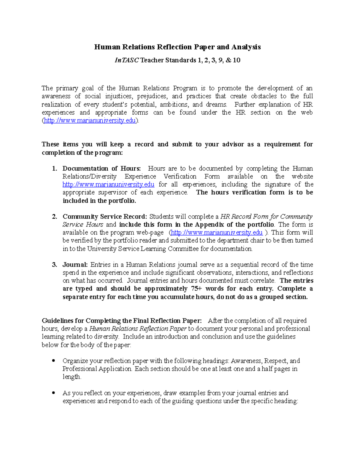 Human Relations Reflection Paper and Analysis - Further explanation of ...