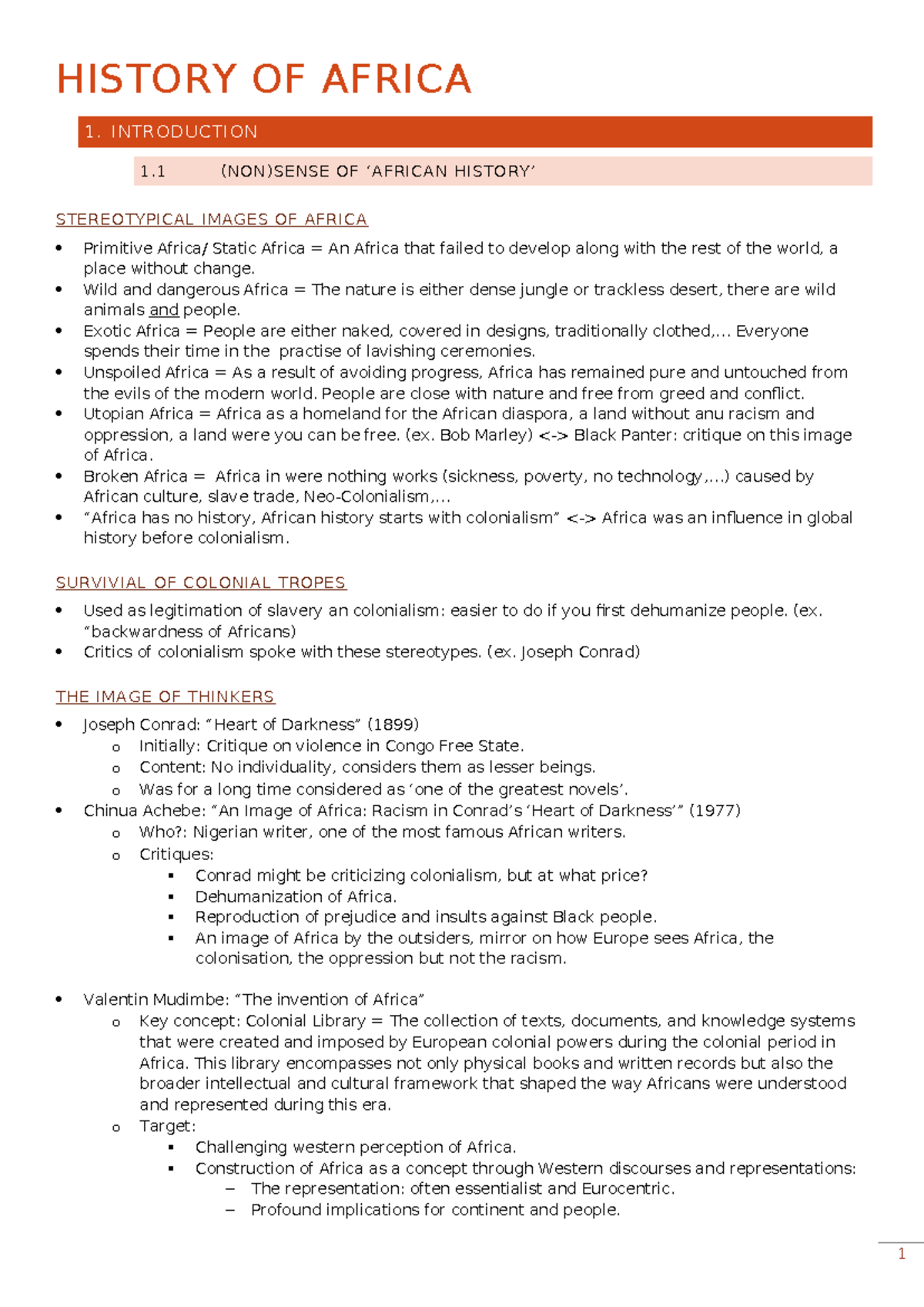 HIST 101: Summary of African History and Stereotypes - Studocu
