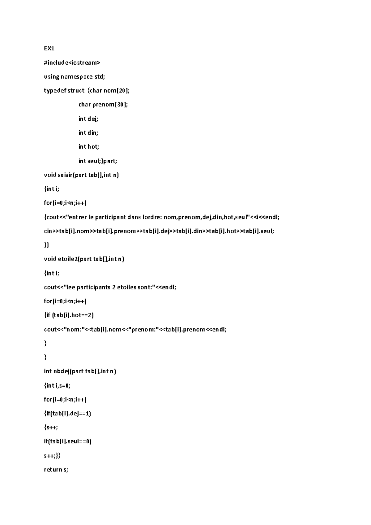 correction td c++ - EX #include using namespace std; typedef struct ...
