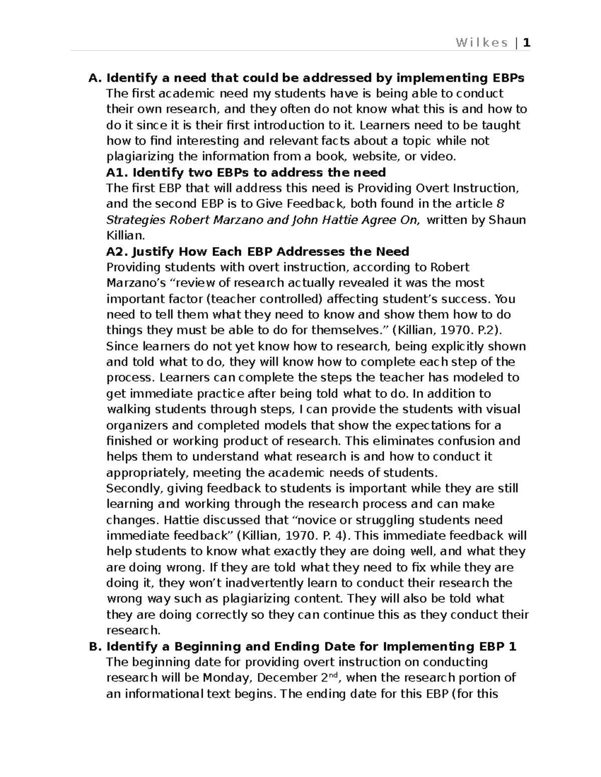 D629 Task 2: Developing a professional growth plan for ESOL students ...