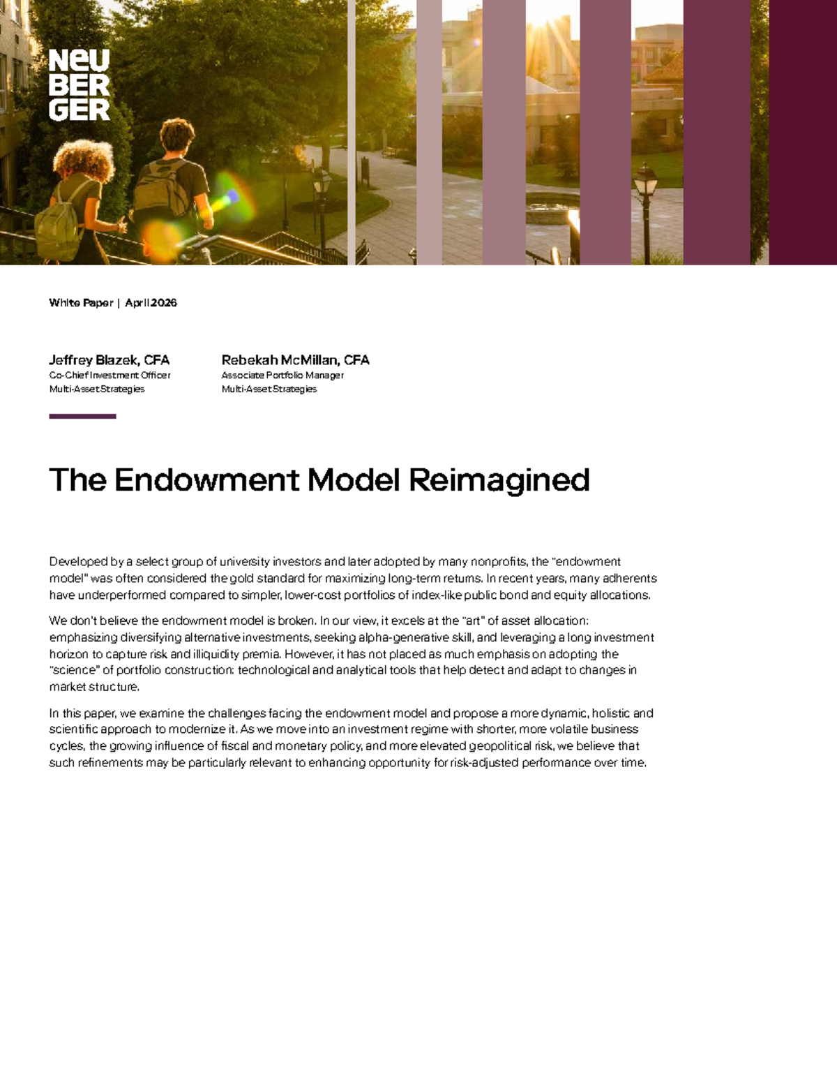 The Endowment Model Reimagined: Strategies for Modern Portfolio ...
