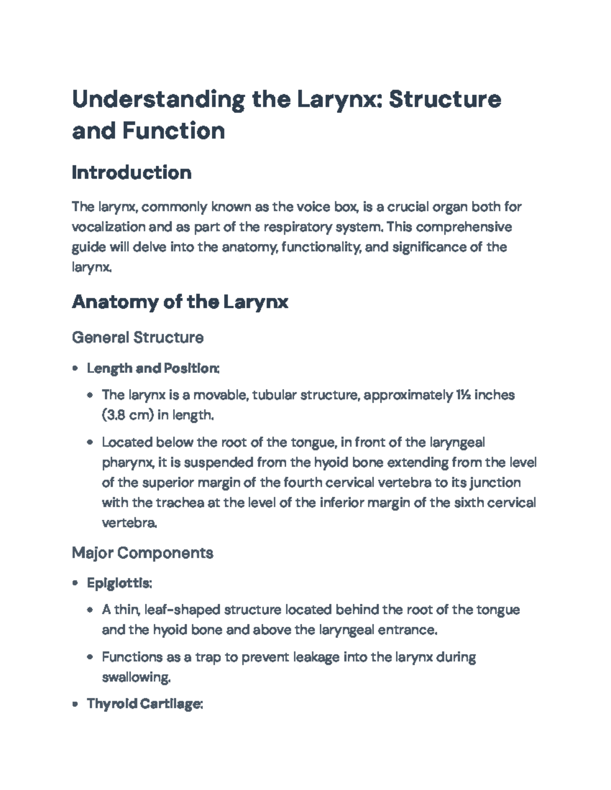 Understanding the Larynx: Anatomy & Function Overview for HBIO 101 ...