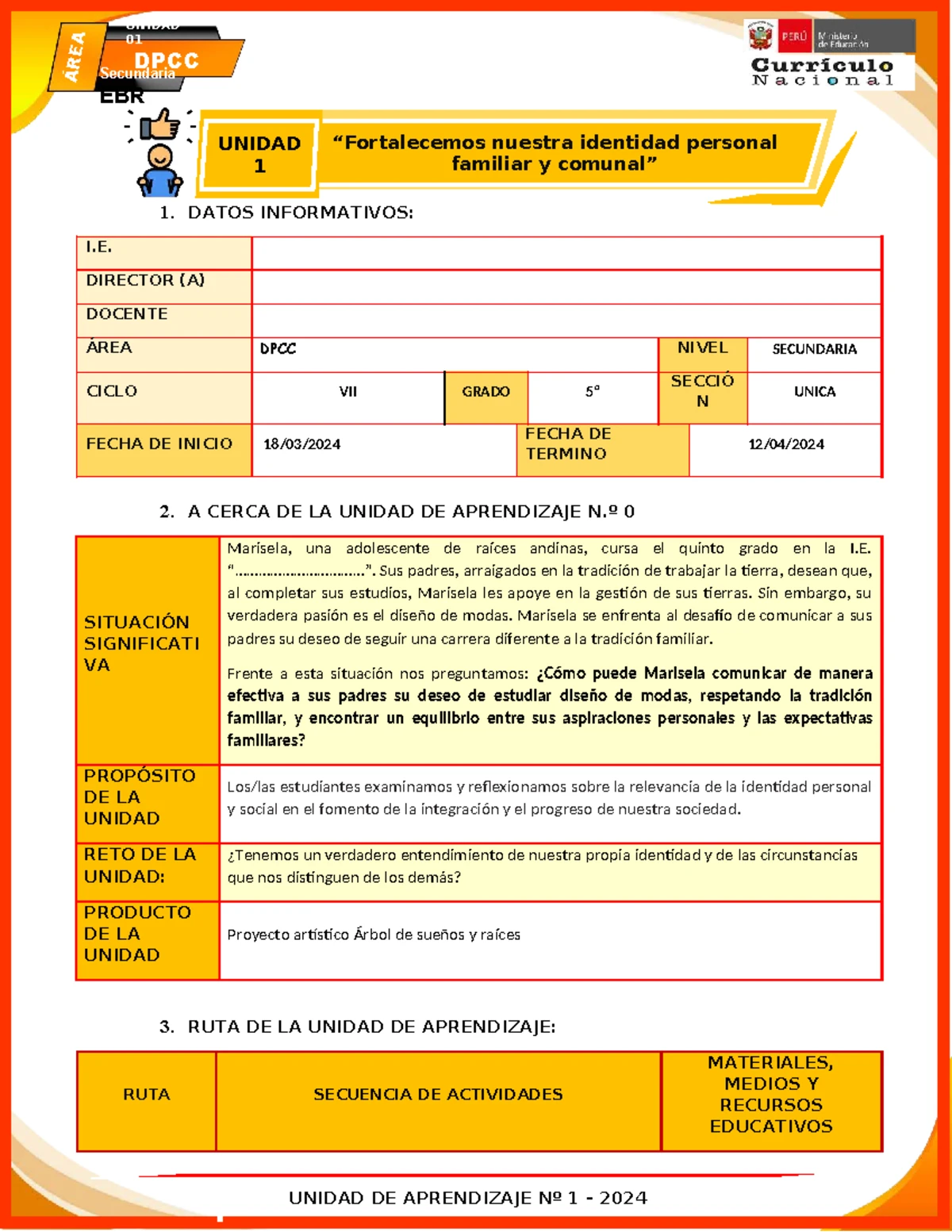 5° DPCC - Actividad 1: Construcción de la identidad personal y familiar ...