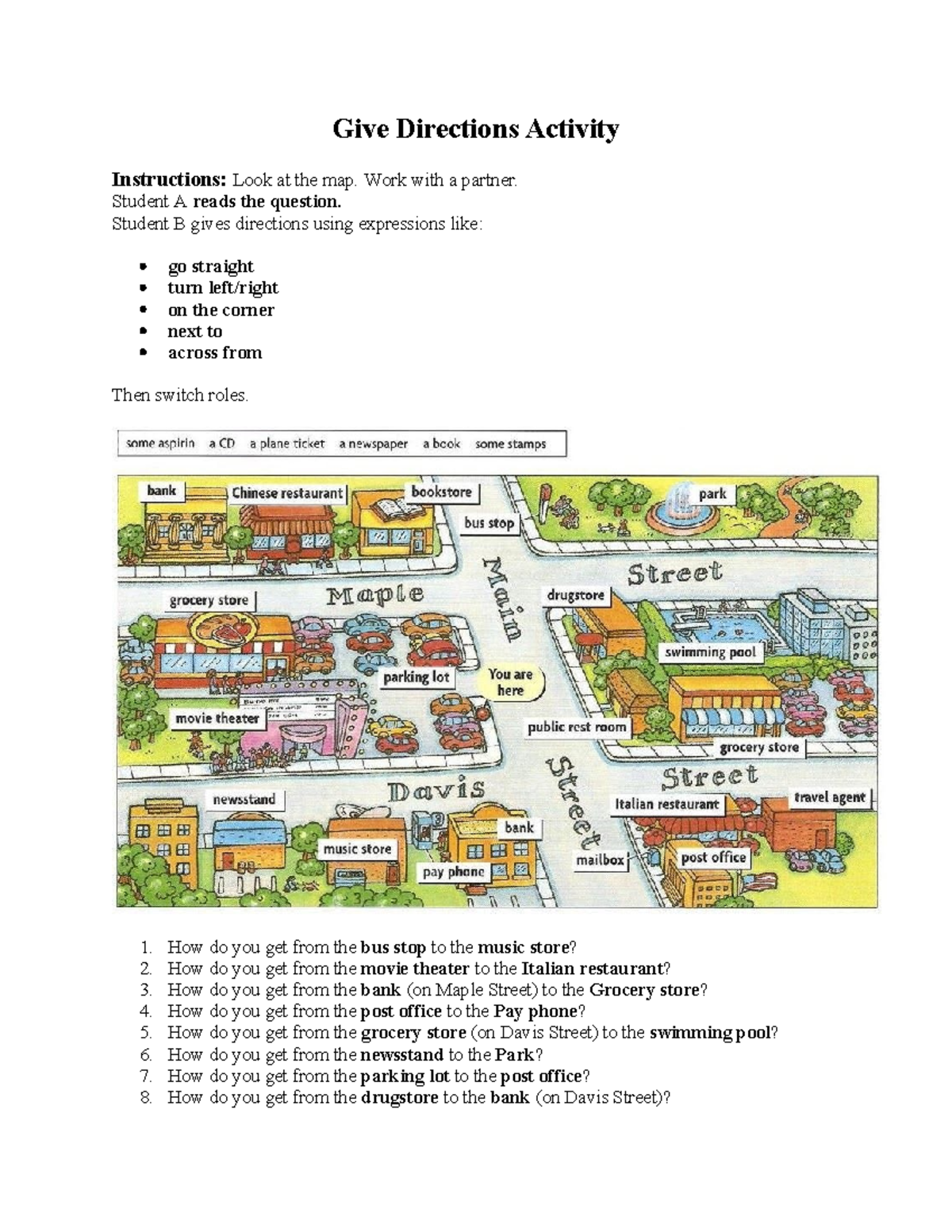 Give Directions Activity Instructions for Students - Studocu