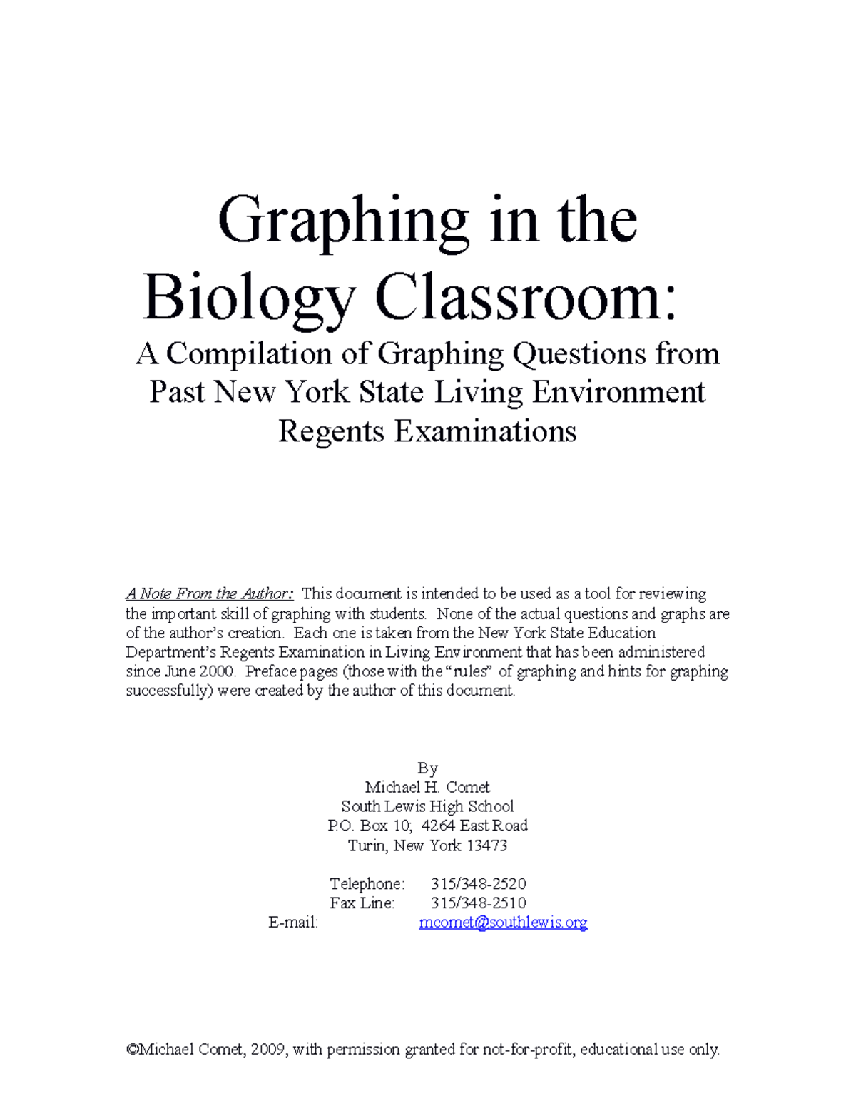Graphing Techniques for Living Environment (Bio 101) Regents Review ...