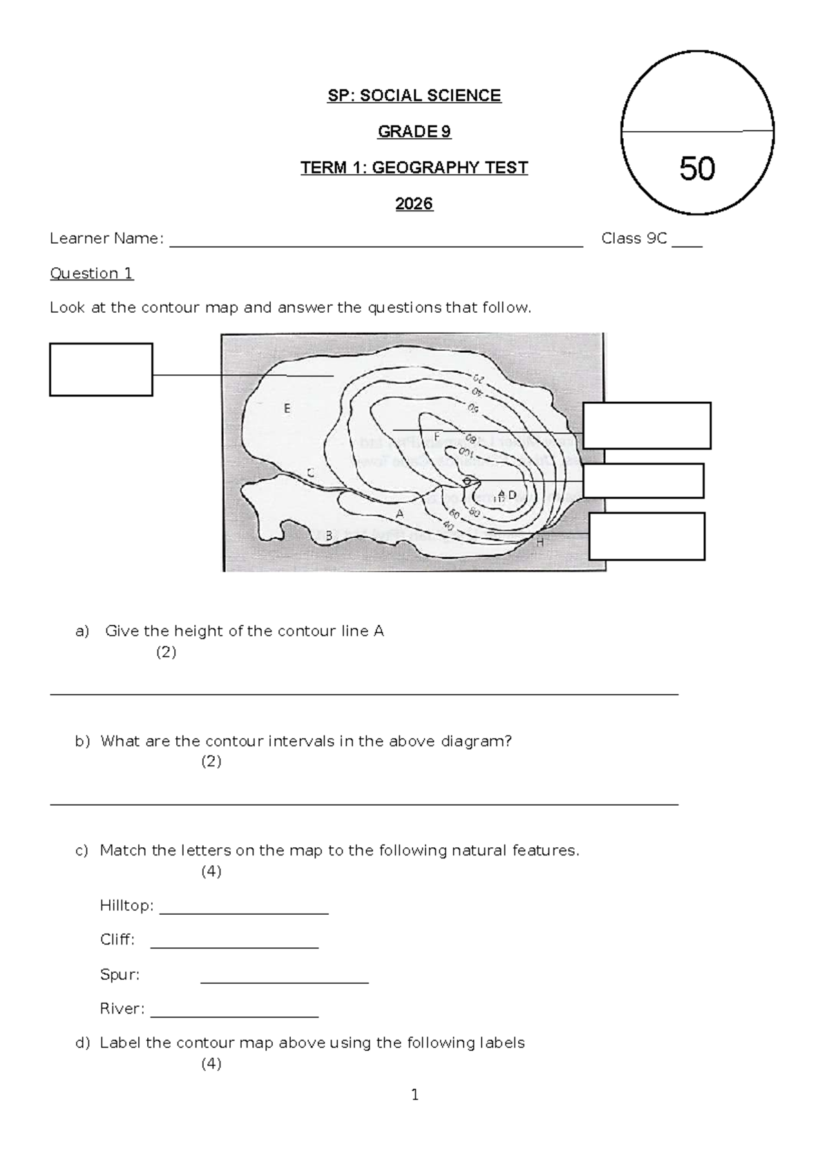 GR9 GEOG TEST T1 - Grade 9 Geography Term 1 Test 2026 - Studocu