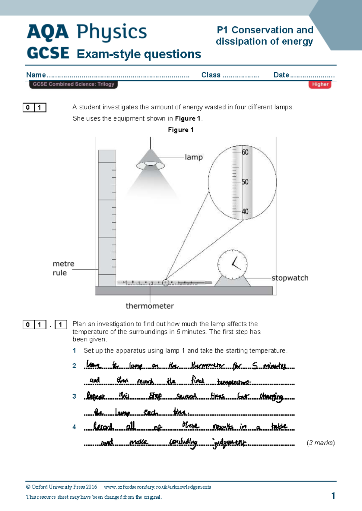 P1 Conservation and Dissipation of Energy Exam Questions - Studocu