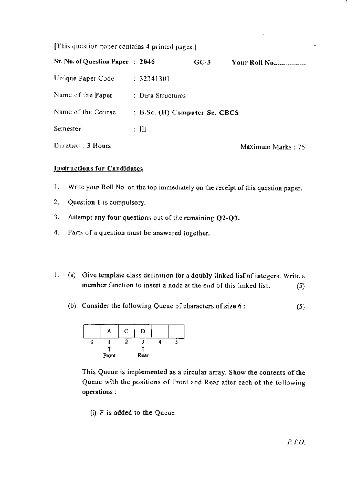 2012 - Pyq's - question paper contains 4 printed Sr. No. of Question ...