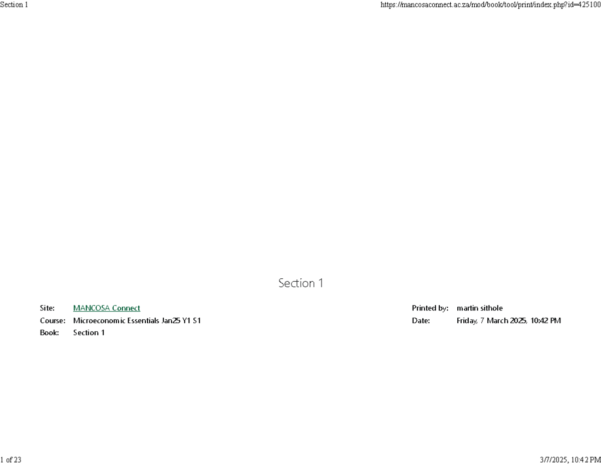 Microeconomic Essentials (Econ 1A) Module Guide - Unit 1 Overview - Studocu