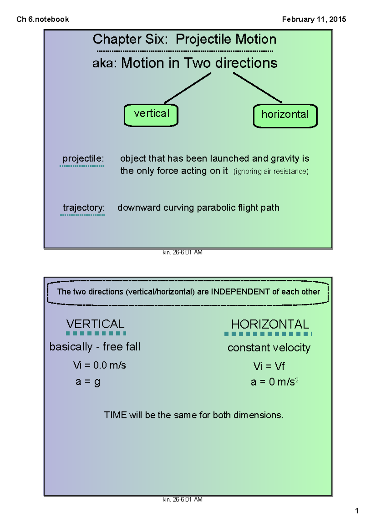 Ch 6: Lecture Guide on Projectile Motion and Circular Motion Concepts ...
