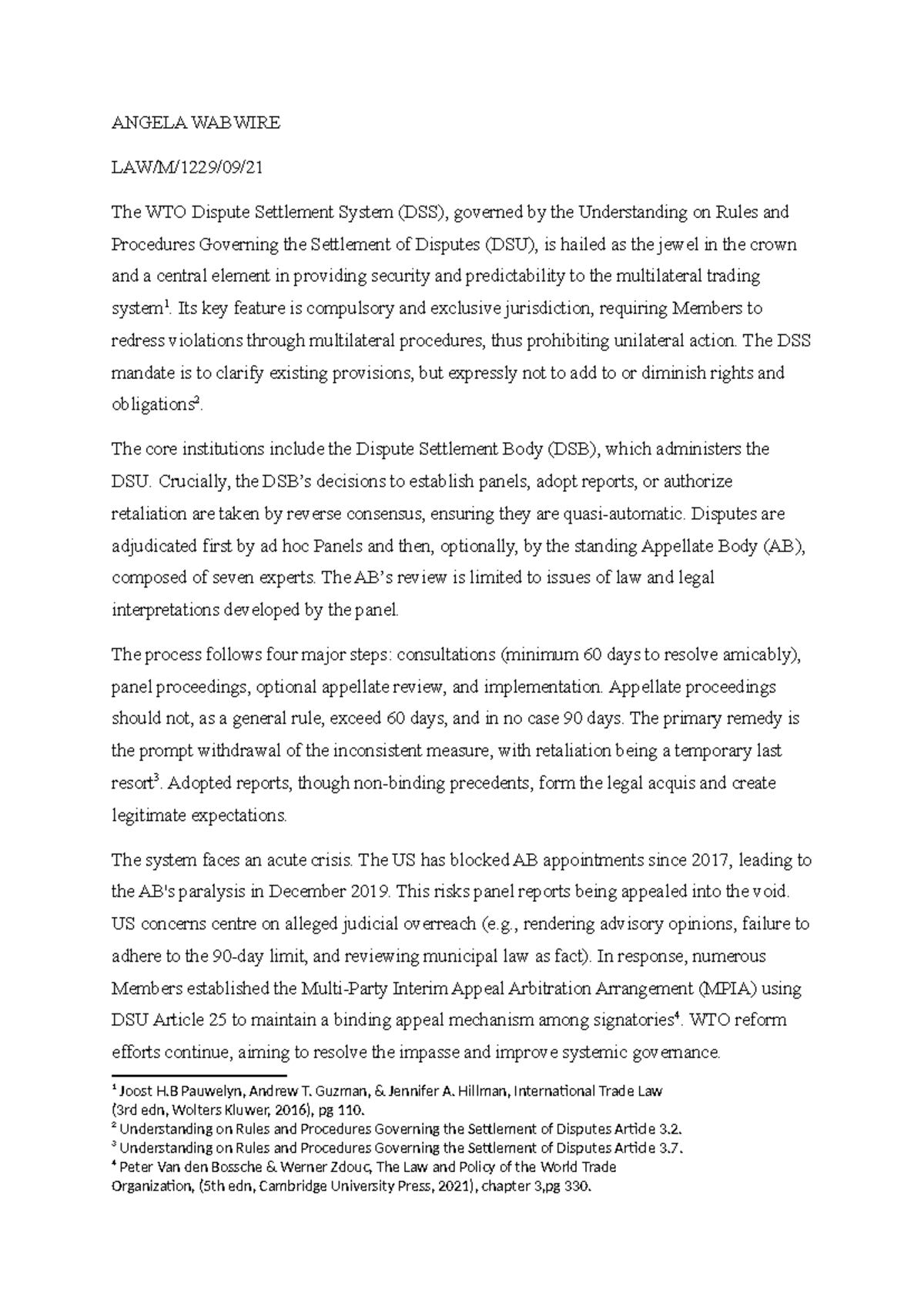 WTO 101: Understanding the Dispute Settlement System (DSS) - Studocu