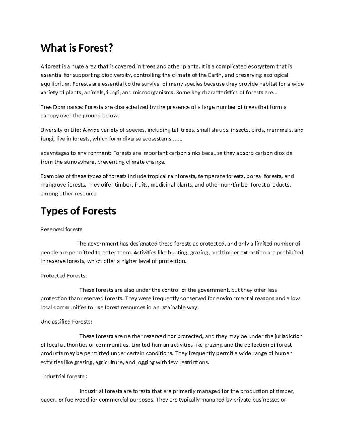 BIO 101: Understanding Forest Ecosystems and Their Importance - Studocu