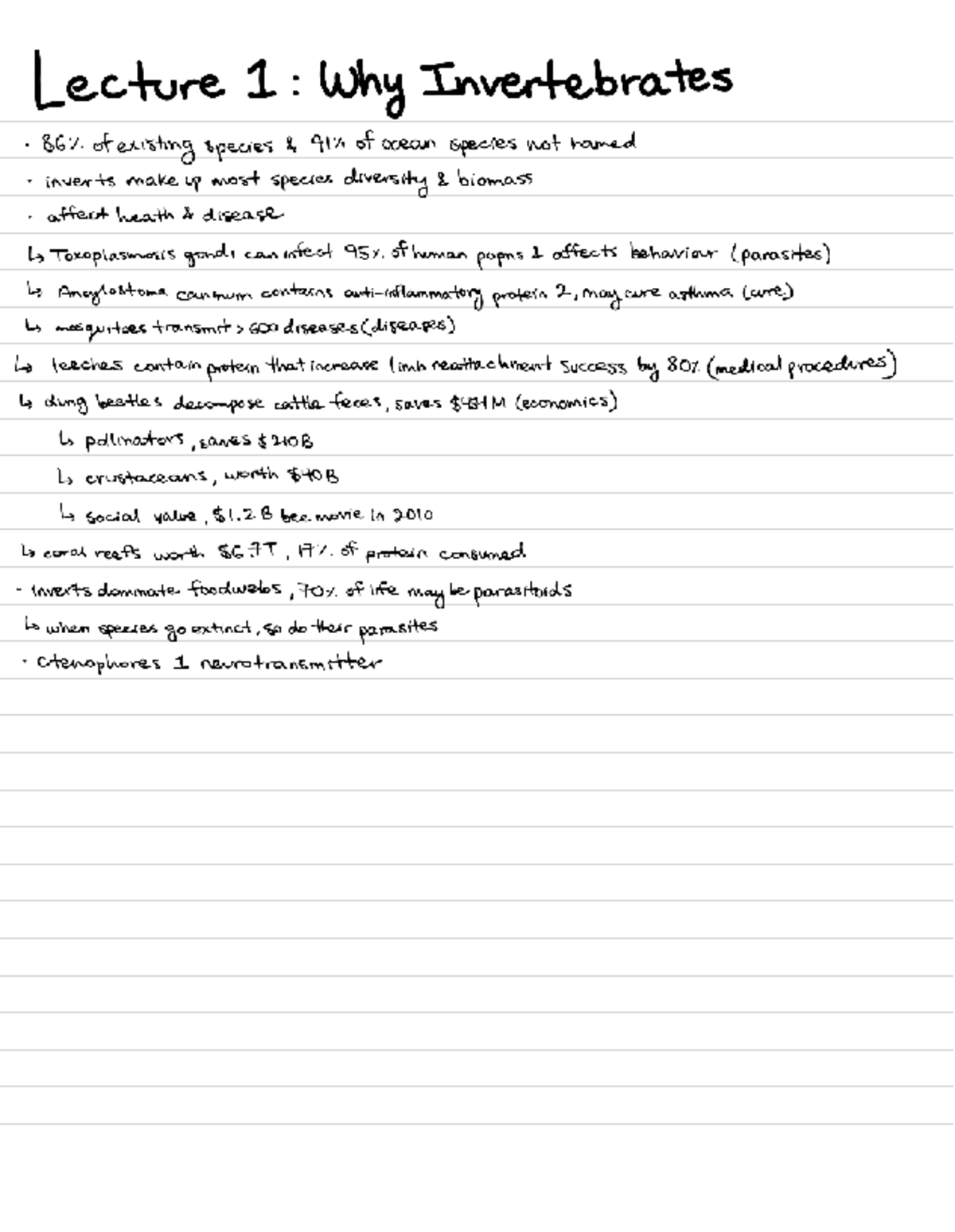 ZOO 2700 - Comprehensive Lecture Notes on Invertebrates and Systematics ...
