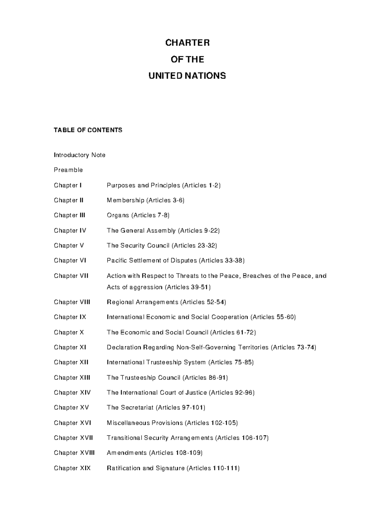 UN Charter - Comprehensive Notes and Articles Overview - Studocu