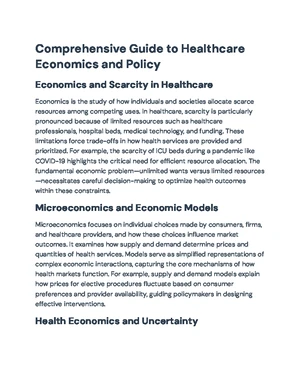 Health Economics - Study Notes & Assignments - Studocu
