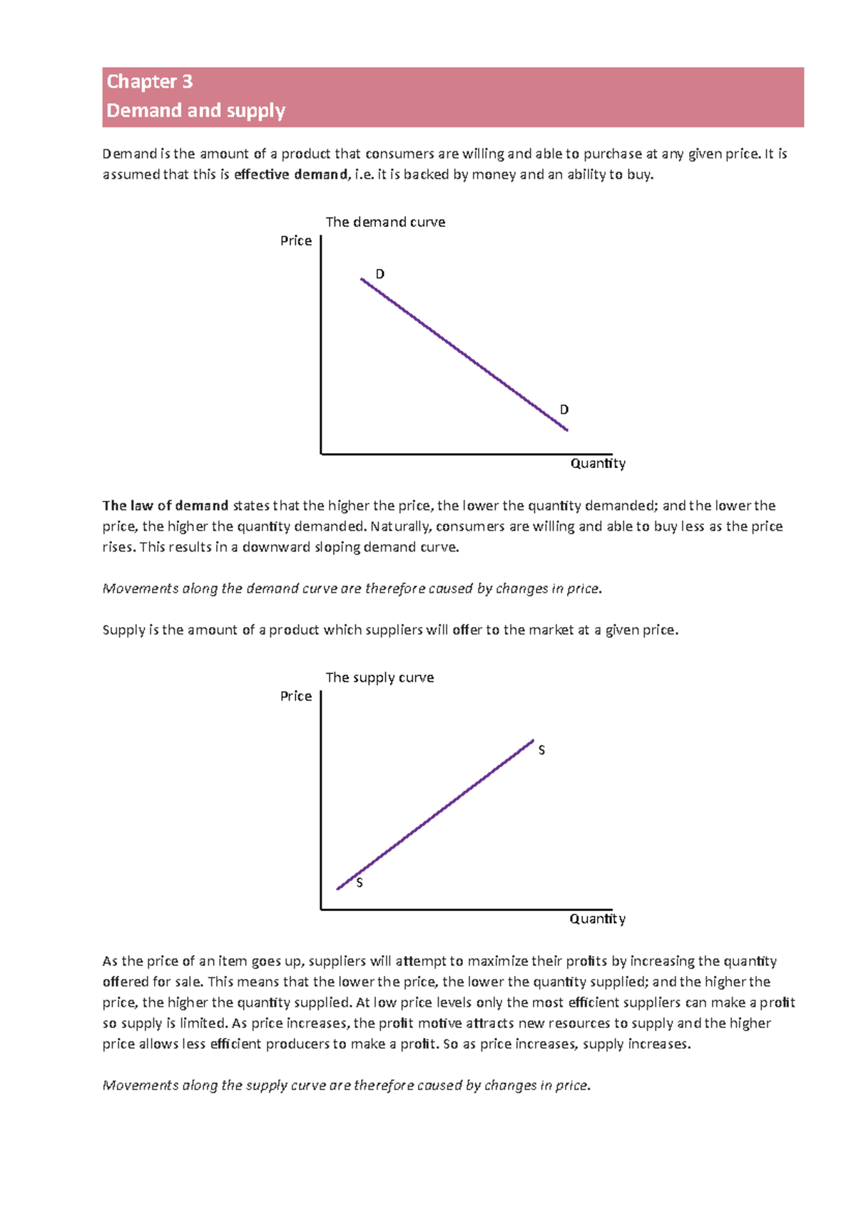 Bs-chapter 3 - None - Chapter 3 Demand and supply Demand is the amount ...