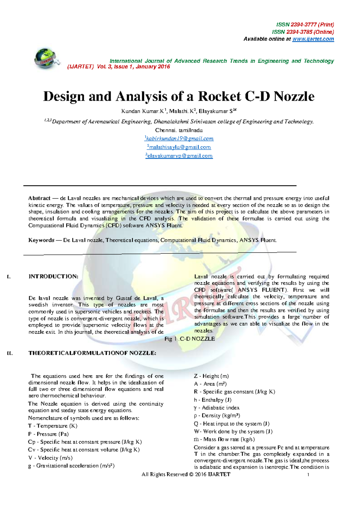 Design and Analysis of a Rocket Nozzle: A CFD Approach (AE 101) - Studocu