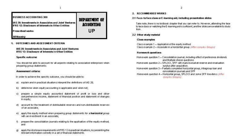 Business Accounting 300: IAS 28 & IFRS 12 - Associates & Joint Ventures ...