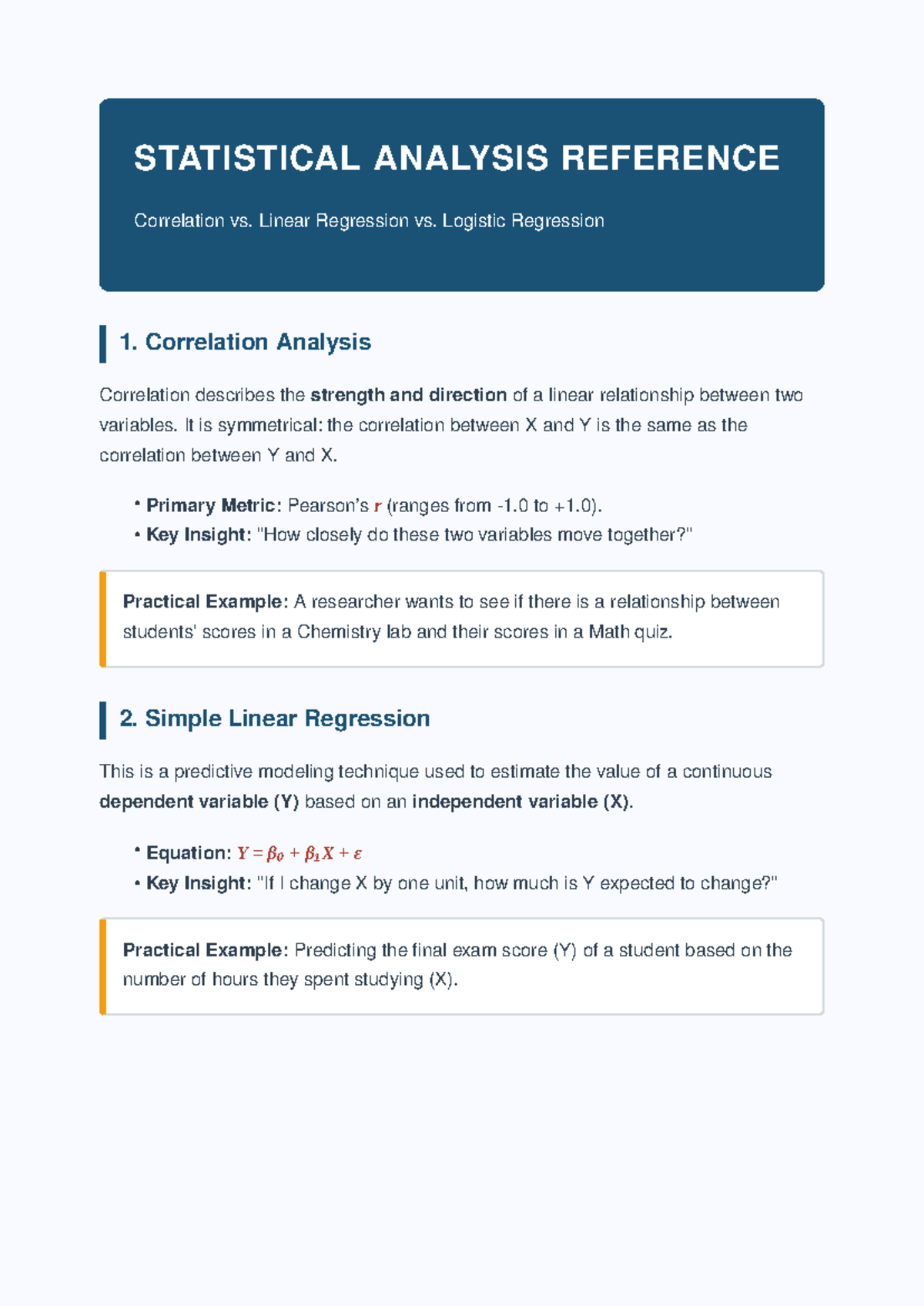 STAT 101: Correlation & Regression Analysis Notes - Studocu