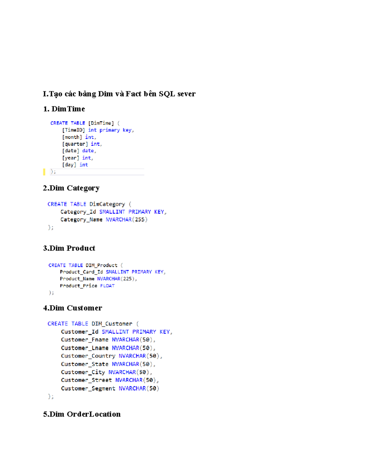 Tạo Bảng Dim và Fact trong SQL Server: Hướng Dẫn Chi Tiết - Studocu
