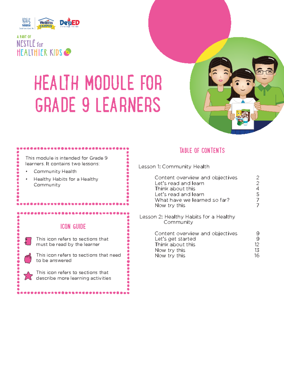 Grade 9 Health Module: Community Health & Healthy Habits Lessons - Studocu
