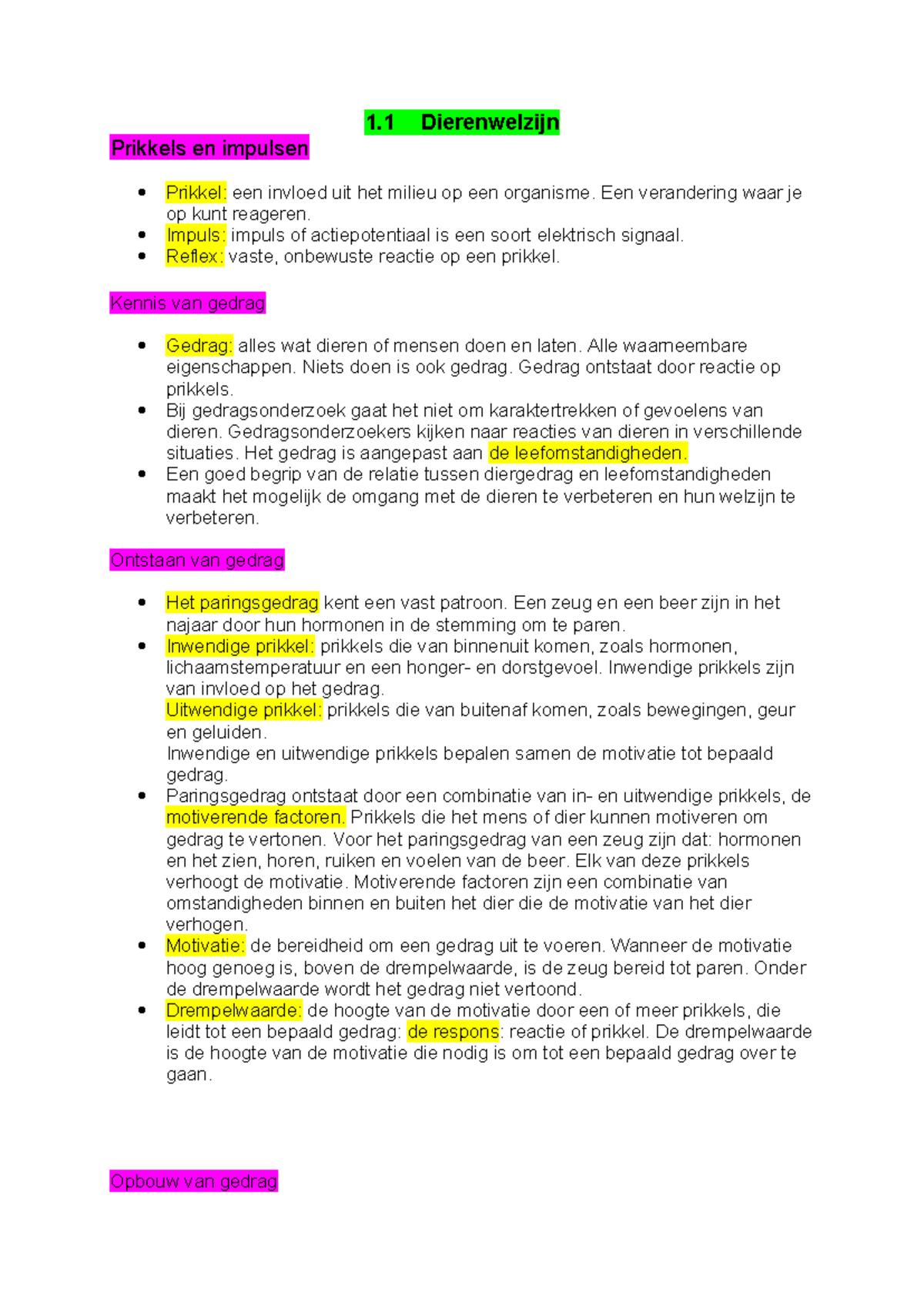 Biologie Hoofdstuk 1: Dierenwelzijn en Gedraganalyse - Studeersnel
