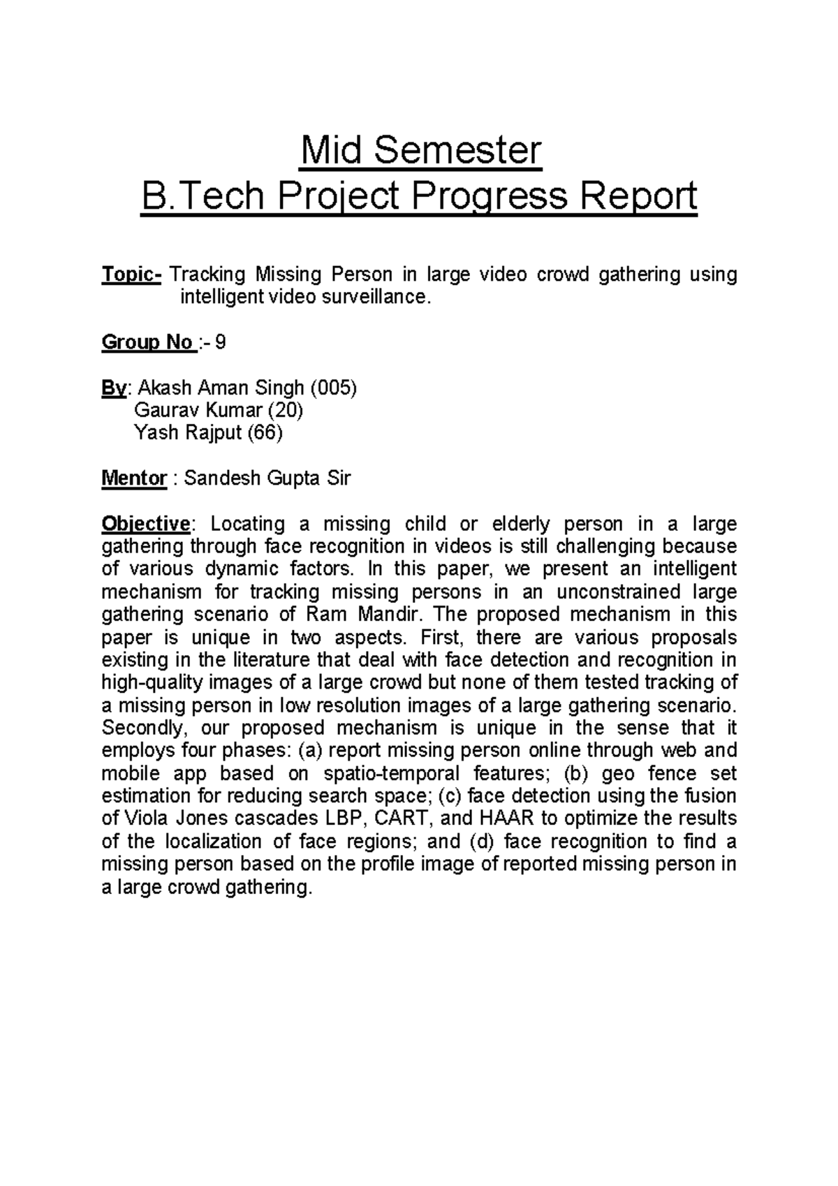 MID SEM evaluation report - Mid Semester B Project Progress Report ...
