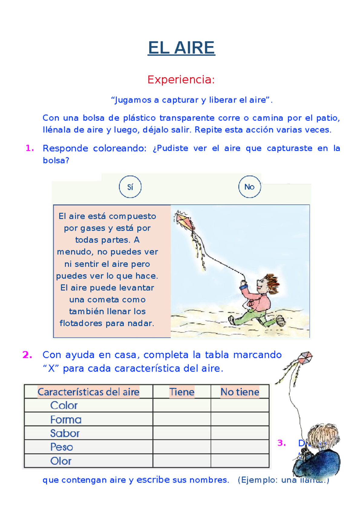 Fichas DEL AIRE: Actividades para Niños de Educación Inicial y Primaria ...