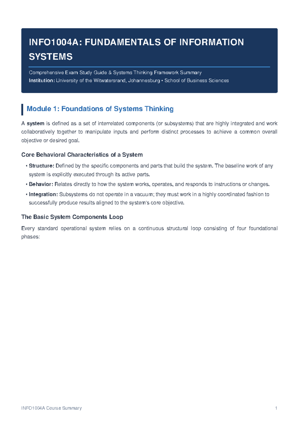 INFO1004A: Comprehensive Exam Study Guide on Systems Thinking - Studocu