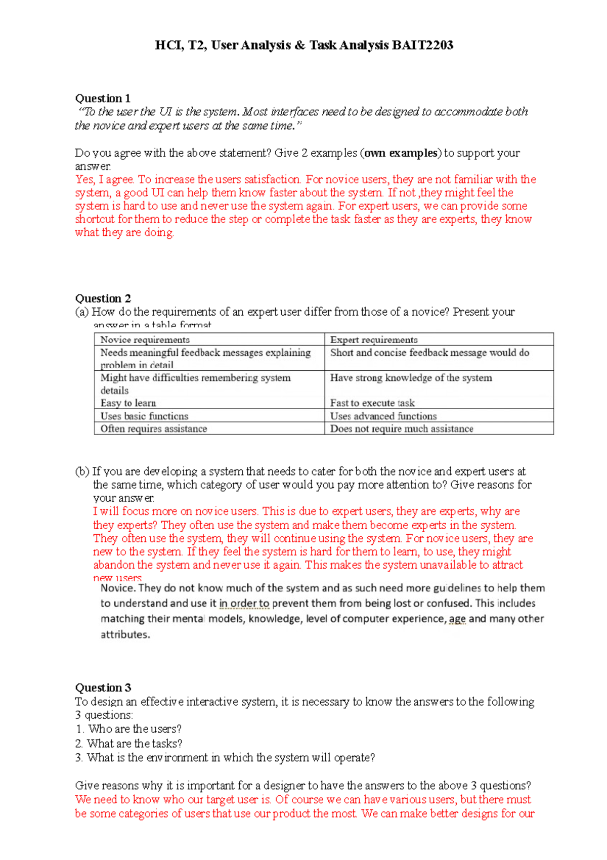 T02, User+Tasks Analysis - HCI, T2, User Analysis & Task Analysis BAIT ...