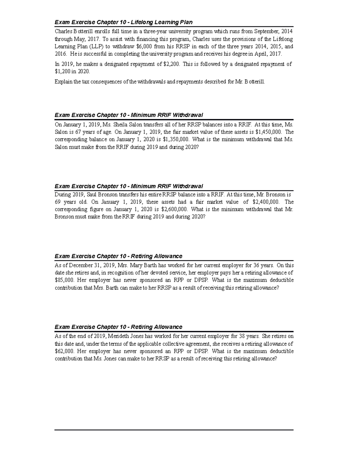 ACCT226 Chapter 10 Exam Exercise #5 - Exam Exercise Chapter 10 ...