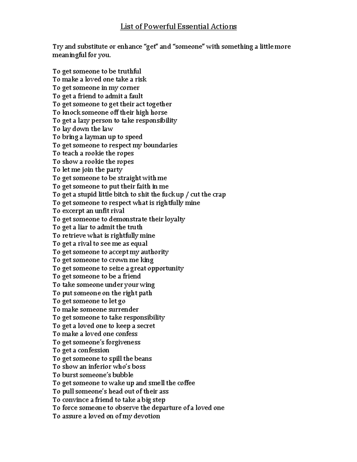 Essential actions - List of Powerful Essential Actions Try and ...