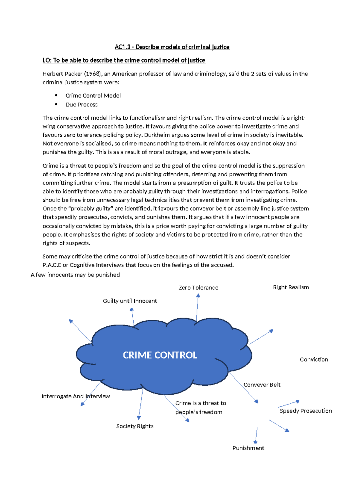 Title: AC1.3 Crime Control vs. Due Process Models in Criminal Justice ...