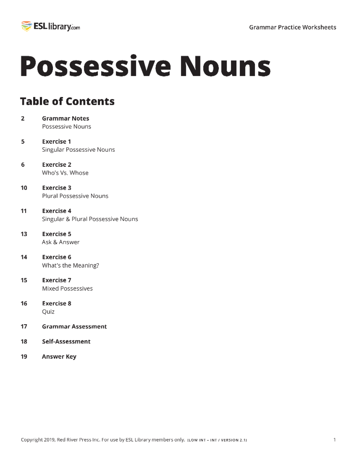 ESL 101 Final Exam Review: Mastering Possessive Nouns - Studocu