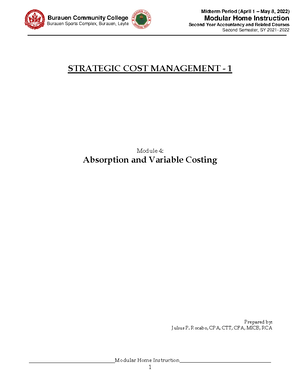 Strategic Cost Management Module 5 - _Modular Home Instruction Burauen ...