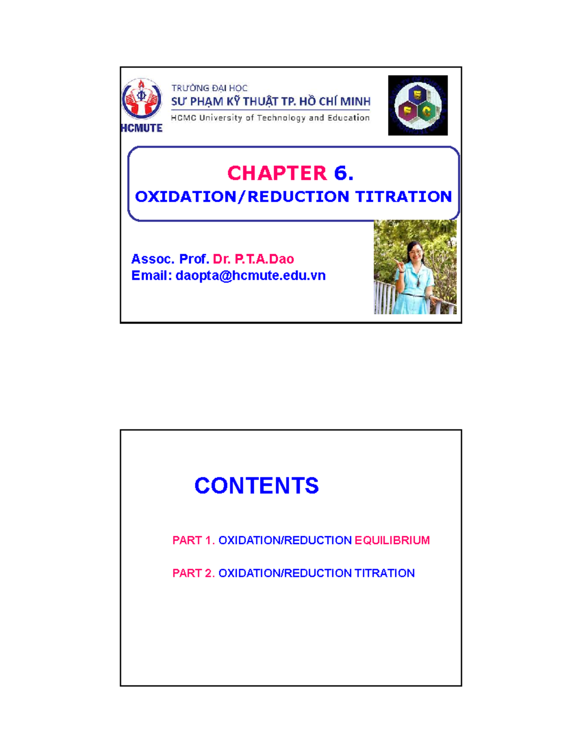 CHAPTER 6: REDOX TITRATION - EQUILIBRIUM & METHODS - Studocu