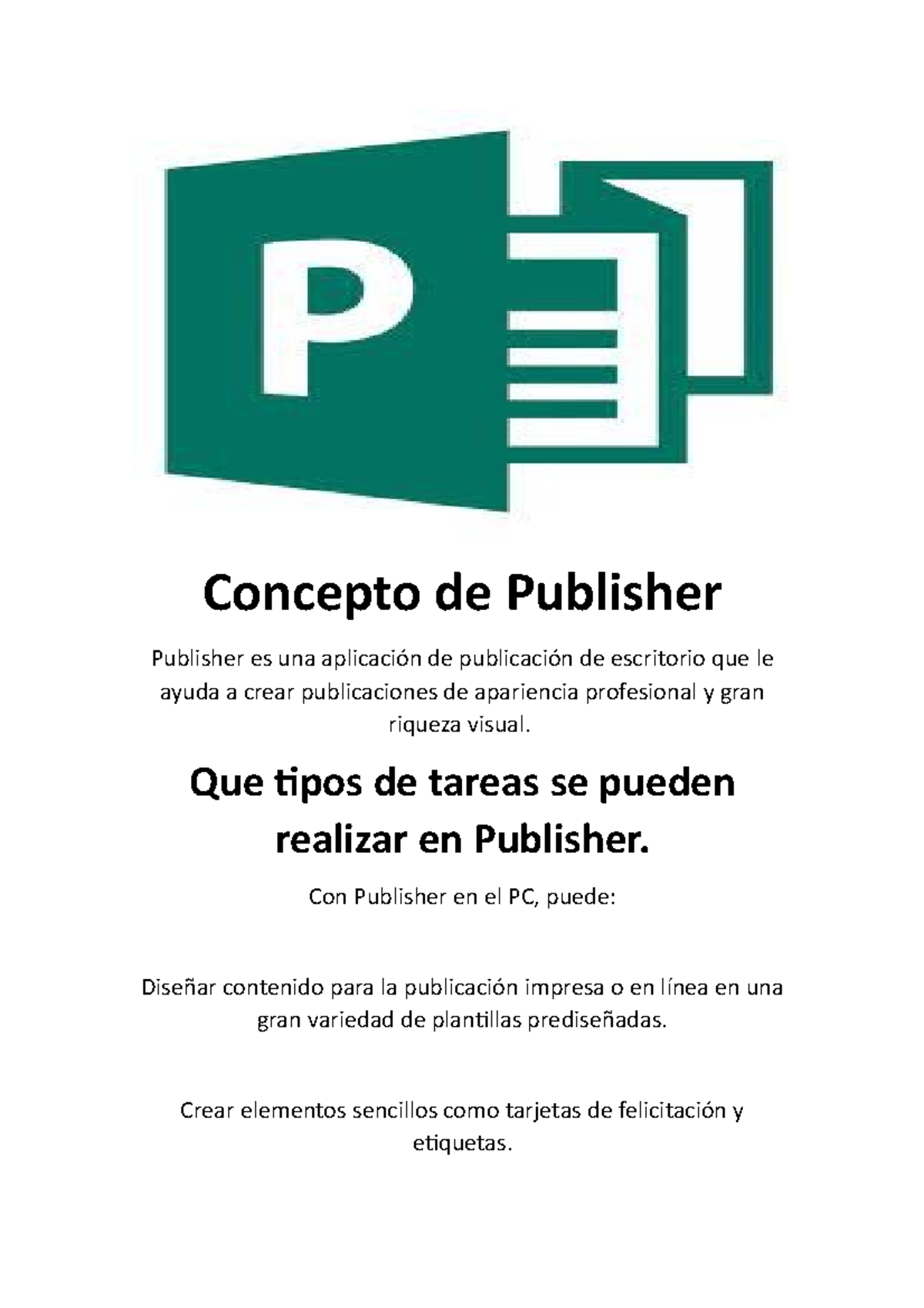 Concepto de Publisher: Resumen y Funciones Esenciales - Studocu