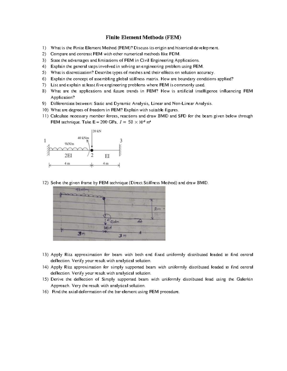 FEM 101: Key Questions on Finite Element Methods and Applications - Studocu
