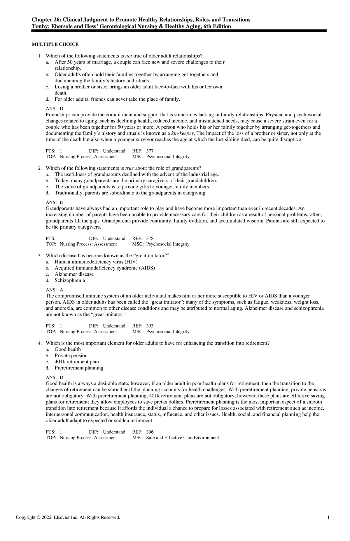 Exam View - Chapter 26 - Nursing Relationships & Transitions Test Bank ...