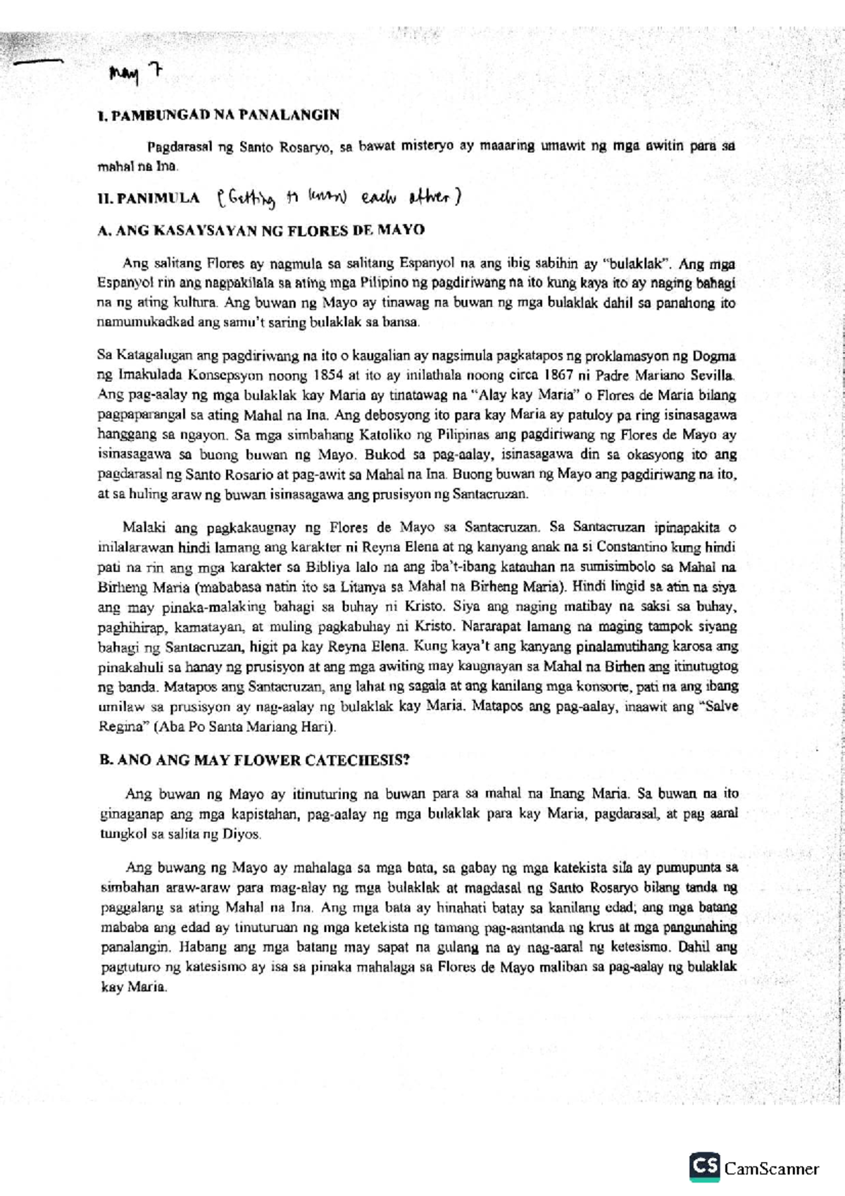 May 7, 8, and 9 - may catechesis - may 1. PAMBUNGAD NA PANALANGIN ...