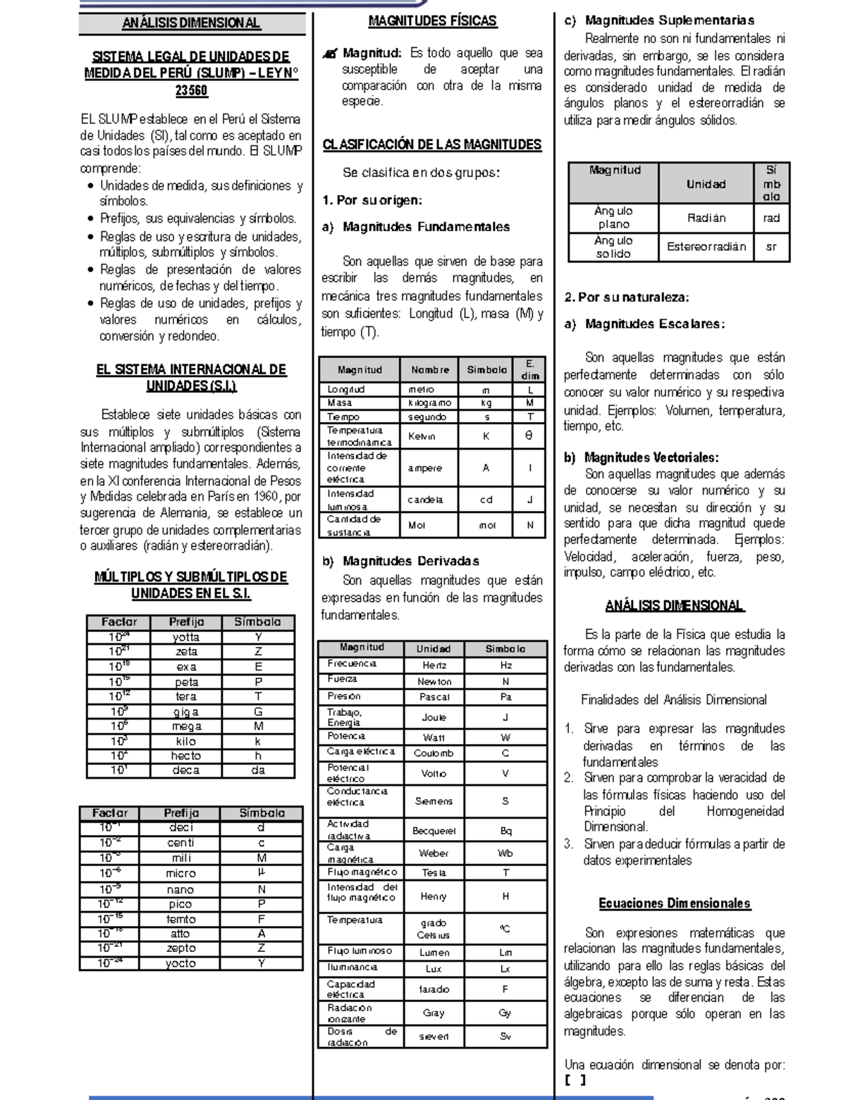 ANÁLISIS DIMENSIONAL Y MAGNITUDES FÍSICAS EN EL SISTEMA LEGAL DE ...
