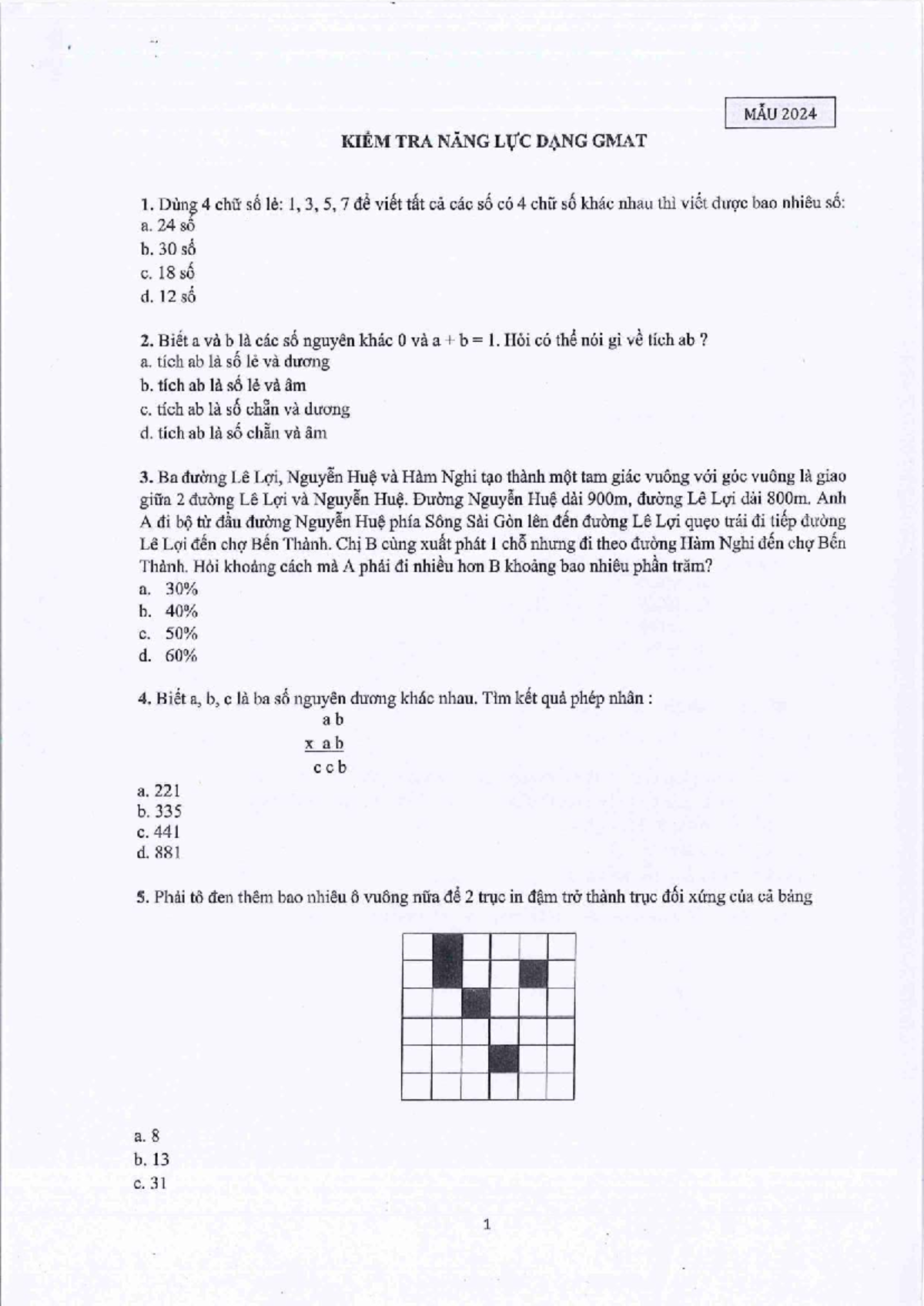 Mẫu đề kiểm tra GMAT 2024 - MOCK TEST cho kỳ thi MBA UEH - Document Preview
