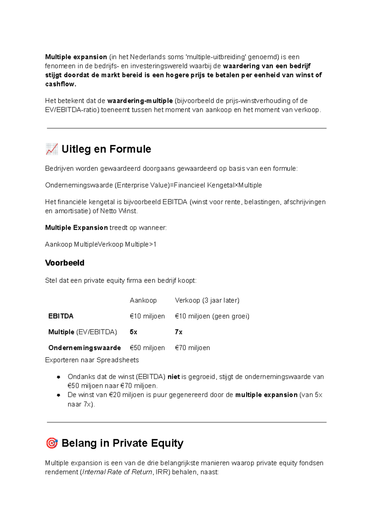 Multiple Expansion in Private Equity: Uitleg en Voorbeelden - Studeersnel
