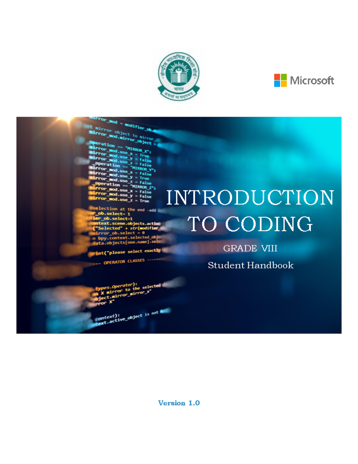 Class VIII Coding Student Handbook - INTRODUCTION TO CODING GRADE VIII ...