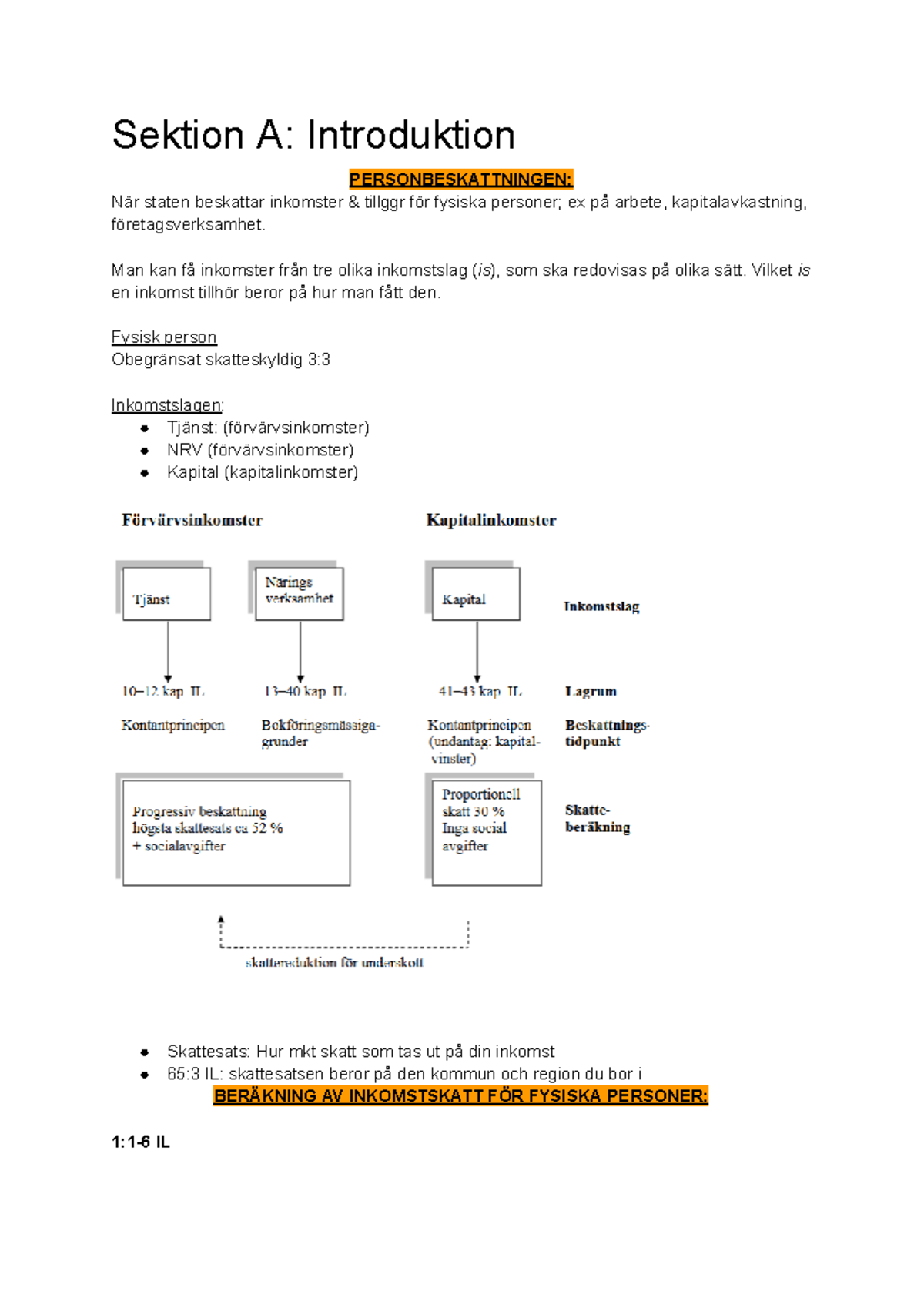 Sektion A Introduktion - Sektion A: Introduktion PERSONBESKATTNINGEN ...