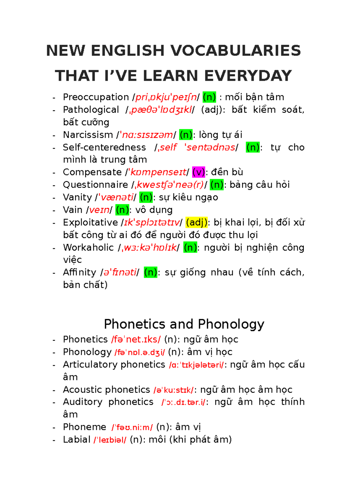 NEW English Vocabulary - NEW ENGLISH VOCABULARIES THAT I’VE LEARN ...