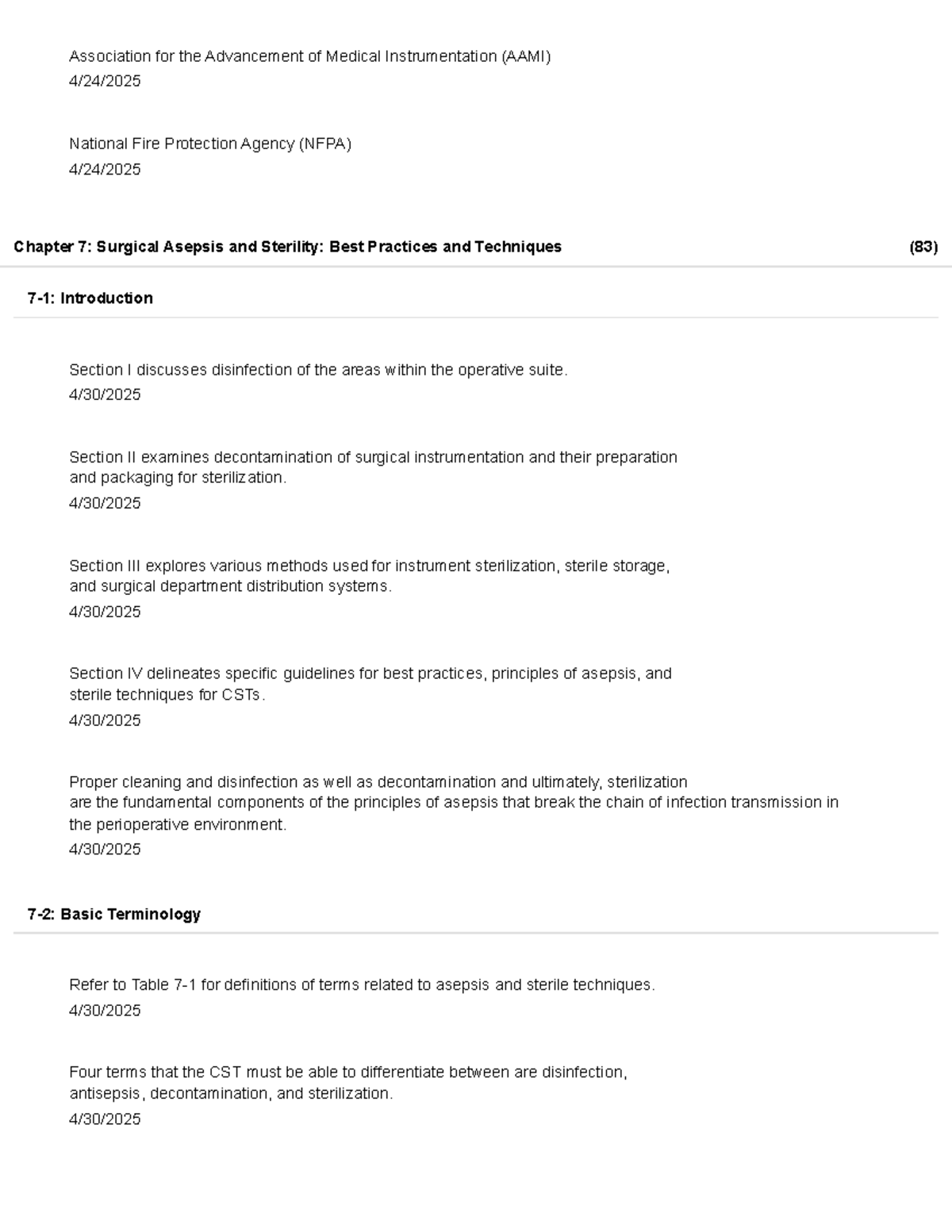 AAMI NFPA Chapter 7 & 12: Best Practices for Surgical Asepsis ...