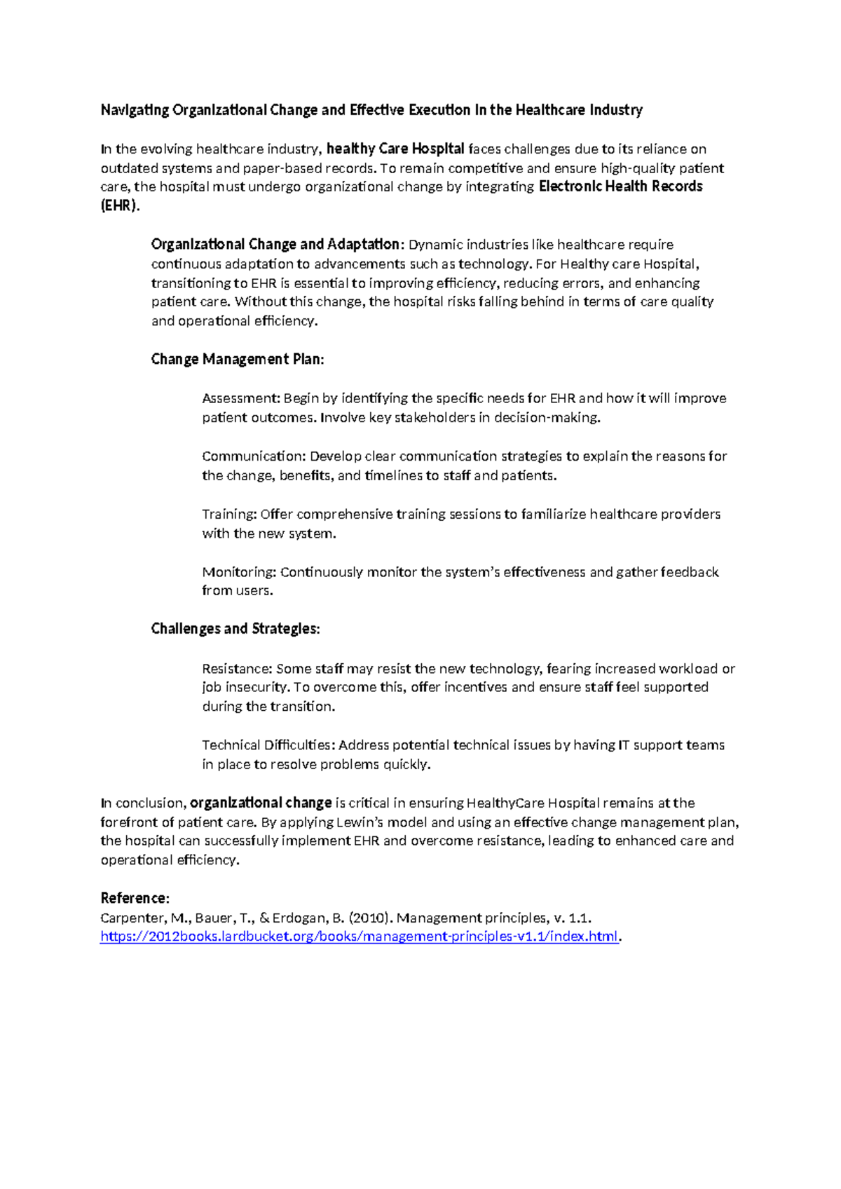 Organizational Change & EHR Implementation in Healthcare (Unit 7) - Studocu